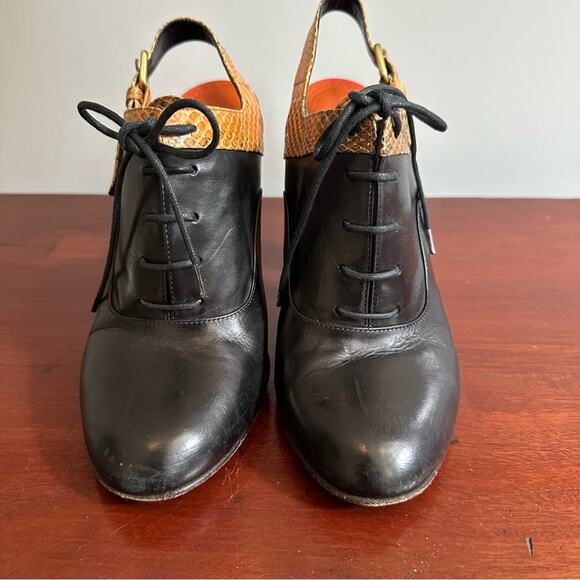 Dries Van Noten black leather snakeskin Slingback Lace up Designer Clog Italy 38 - Picture 13 of 13